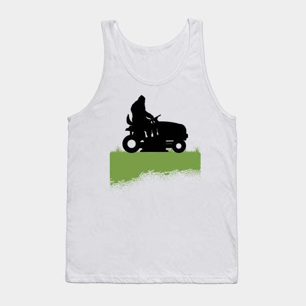 Bigfoot Riding Lawnmower Sasquatch Mowing The Lawn Tank Top by Tesszero